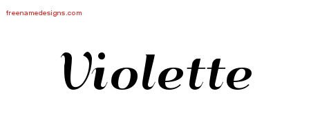 Violette Art Deco Name Tattoo Designs