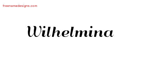 Wilhelmina Art Deco Name Tattoo Designs