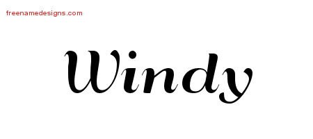 Windy Art Deco Name Tattoo Designs