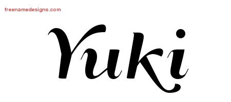 Yuki Art Deco Name Tattoo Designs