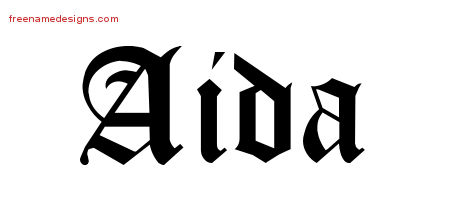 Aida Blackletter Name Tattoo Designs