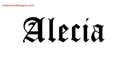Alecia Blackletter Name Tattoo Designs