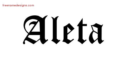 Aleta Blackletter Name Tattoo Designs