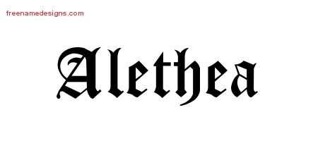 Alethea Blackletter Name Tattoo Designs