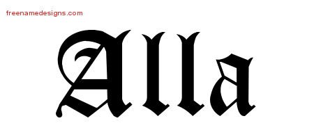 Alla Blackletter Name Tattoo Designs