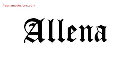 Allena Blackletter Name Tattoo Designs