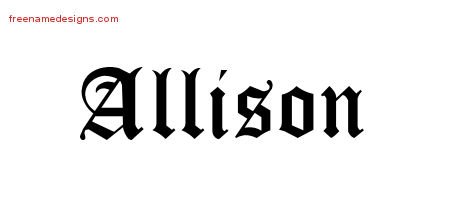 Allison Blackletter Name Tattoo Designs