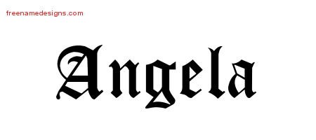 Angela Blackletter Name Tattoo Designs