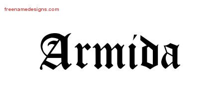 Armida Blackletter Name Tattoo Designs