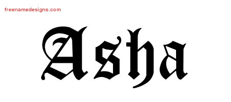 Asha Blackletter Name Tattoo Designs