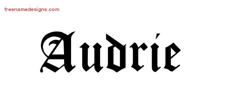 Audrie Blackletter Name Tattoo Designs