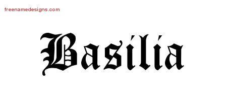 Basilia Blackletter Name Tattoo Designs