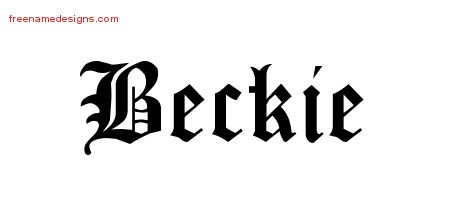 Beckie Blackletter Name Tattoo Designs