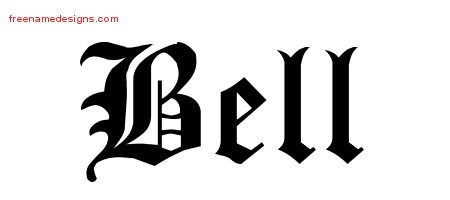 Bell Blackletter Name Tattoo Designs