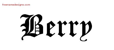 Berry Blackletter Name Tattoo Designs
