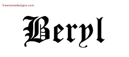 Beryl Blackletter Name Tattoo Designs