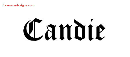 Candie Blackletter Name Tattoo Designs