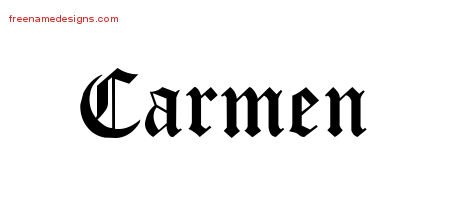 Carmen Blackletter Name Tattoo Designs