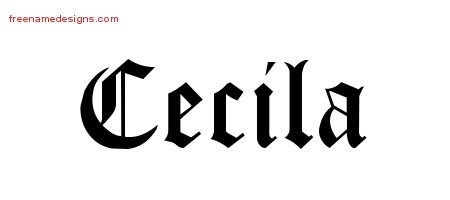 Cecila Blackletter Name Tattoo Designs