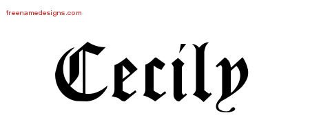 Cecily Blackletter Name Tattoo Designs
