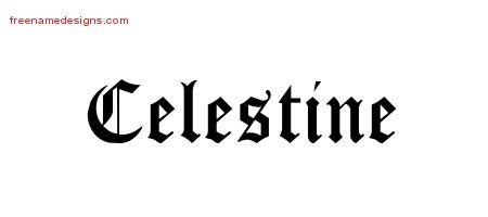 Celestine Blackletter Name Tattoo Designs