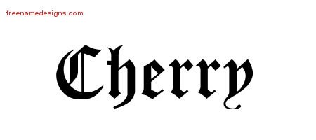Cherry Blackletter Name Tattoo Designs