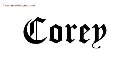Corey Blackletter Name Tattoo Designs