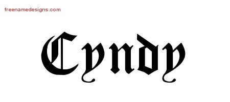 Cyndy Blackletter Name Tattoo Designs