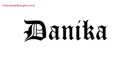 Danika Blackletter Name Tattoo Designs