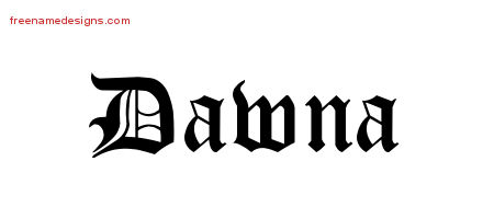 Dawna Blackletter Name Tattoo Designs