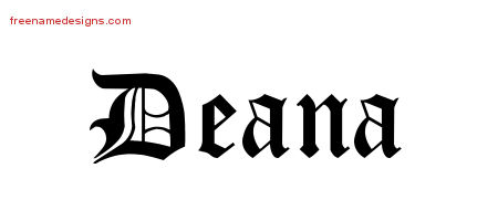 Deana Blackletter Name Tattoo Designs