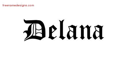 Delana Blackletter Name Tattoo Designs