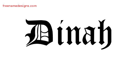Dinah Blackletter Name Tattoo Designs