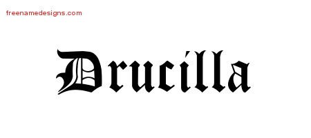 Drucilla Blackletter Name Tattoo Designs