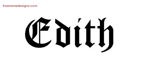 Edith Blackletter Name Tattoo Designs