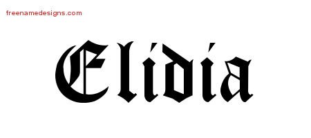 Elidia Blackletter Name Tattoo Designs