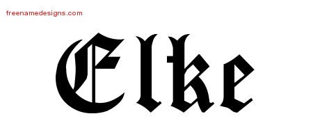 Elke Blackletter Name Tattoo Designs