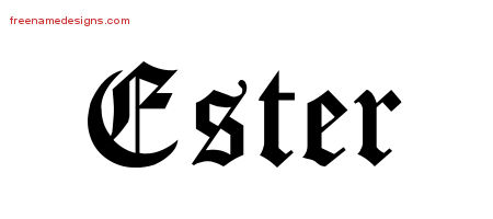 Ester Blackletter Name Tattoo Designs