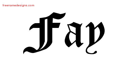 Fay Blackletter Name Tattoo Designs