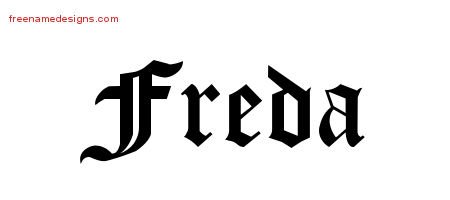 Freda Blackletter Name Tattoo Designs