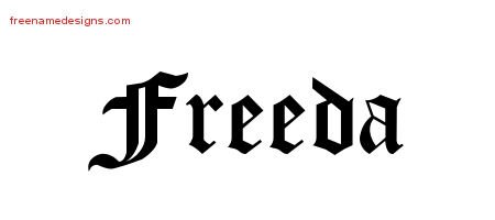 Freeda Blackletter Name Tattoo Designs