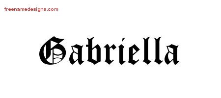 Gabriella Blackletter Name Tattoo Designs