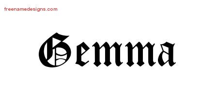 Gemma Blackletter Name Tattoo Designs