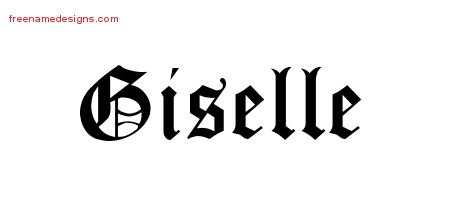 Giselle Blackletter Name Tattoo Designs