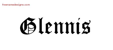 Glennis Blackletter Name Tattoo Designs