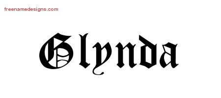 Glynda Blackletter Name Tattoo Designs