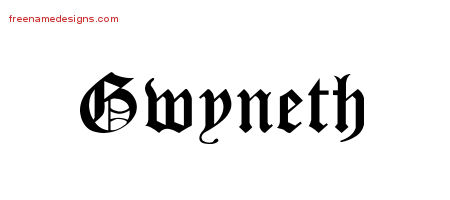 Gwyneth Blackletter Name Tattoo Designs