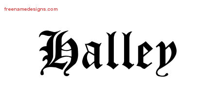 Halley Blackletter Name Tattoo Designs