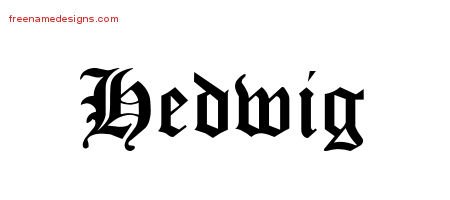 Hedwig Blackletter Name Tattoo Designs