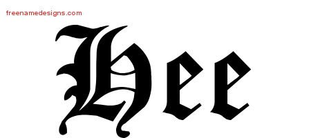 Hee Blackletter Name Tattoo Designs
